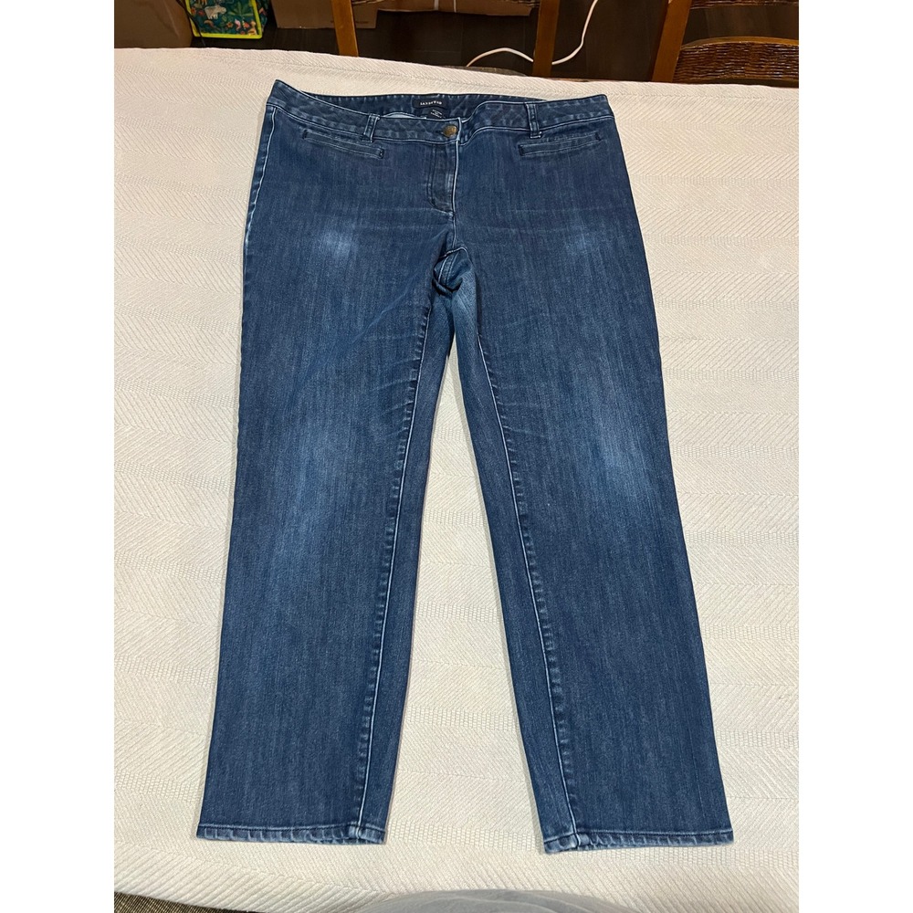 Lands‎ End Fit 1 Tapered Straight Leg Trouser Jeans Womens Size 16 Blue Denim